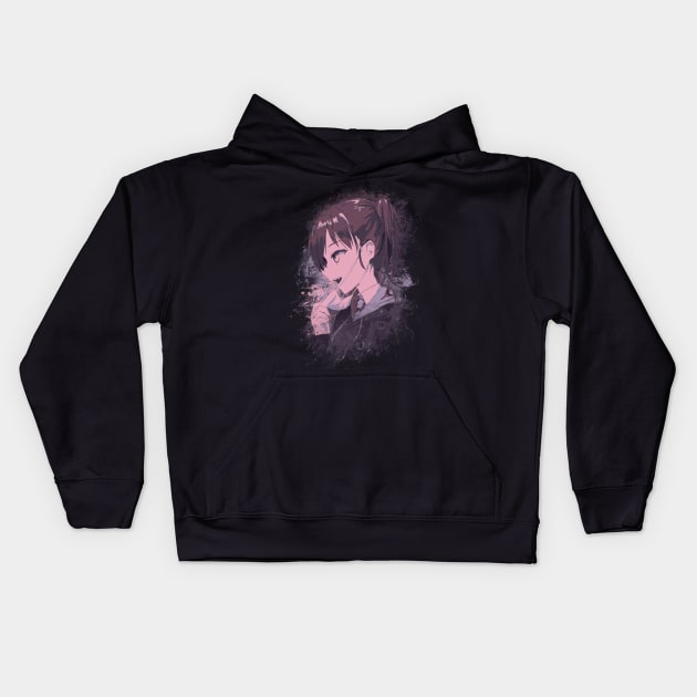 Anime Girl Kids Hoodie by URSUS